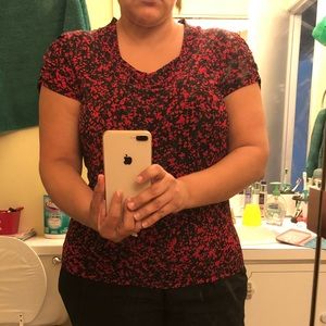 Blouse by Tahari. Red and Black.